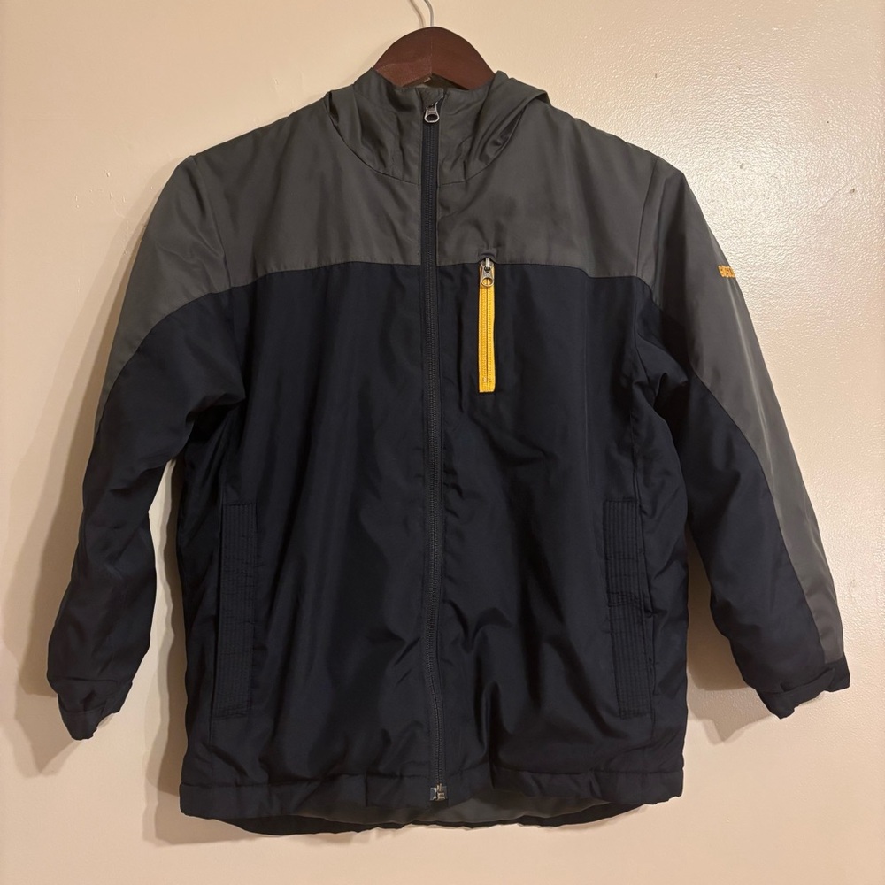 GAP Navy and Gray Kids Raincoat with Yellow Accents